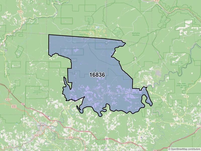Map of ZIP Code 16836 — Frenchville, PA