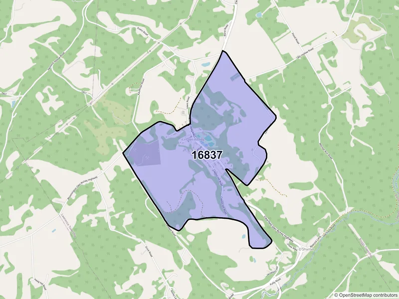 Map of ZIP Code 16837 — Glen Richey, PA