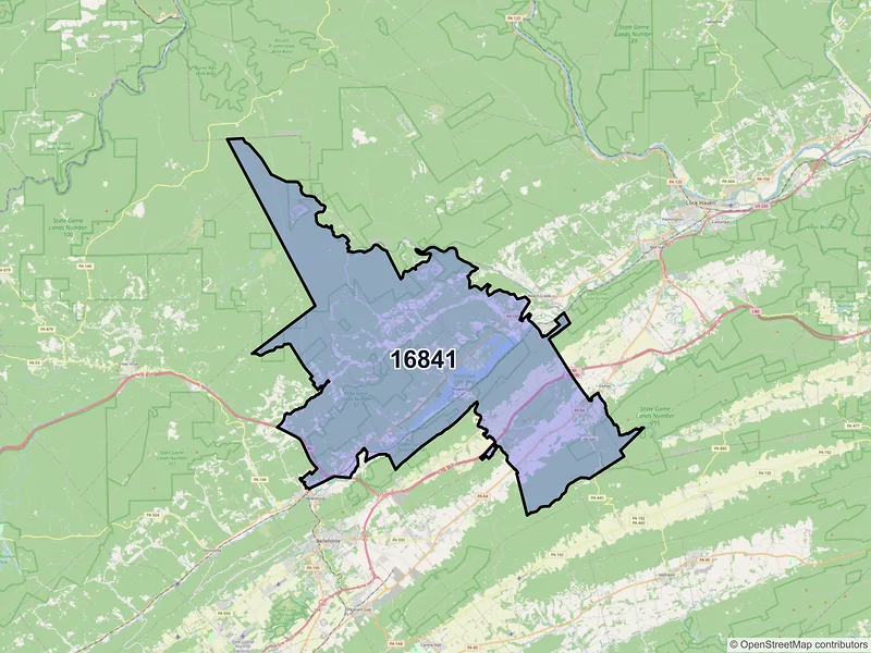 Map of Howard, Pennsylvania and ZIP codes