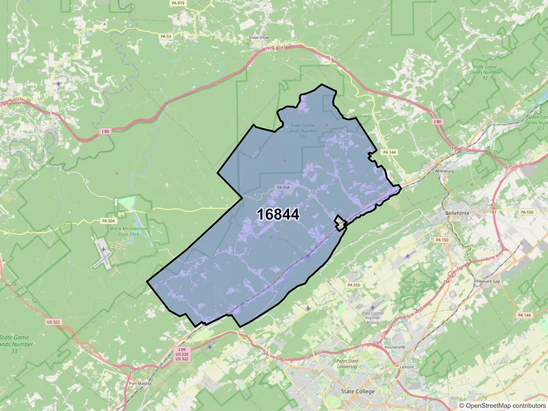 Map of ZIP Code 16844 — Julian, PA