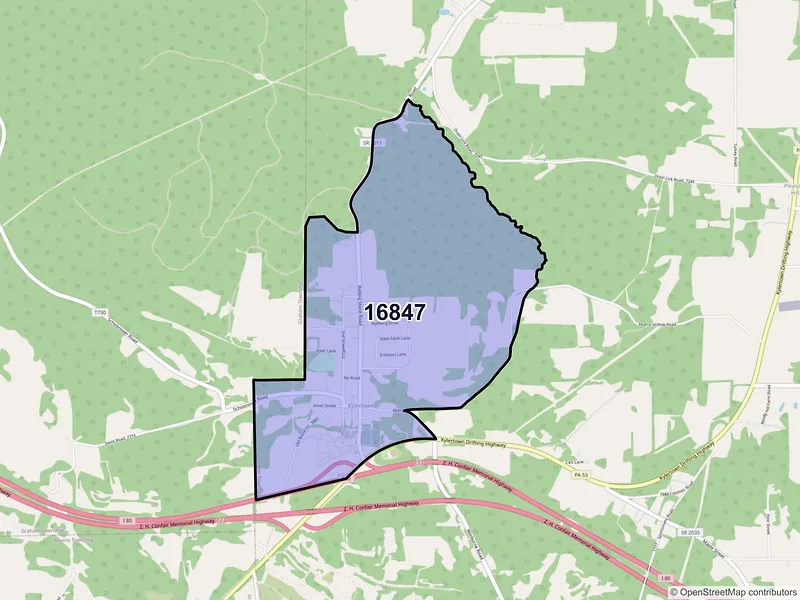 Map of Kylertown, Pennsylvania and ZIP codes