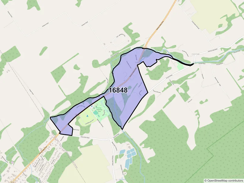 Map of Lamar, Pennsylvania and ZIP codes