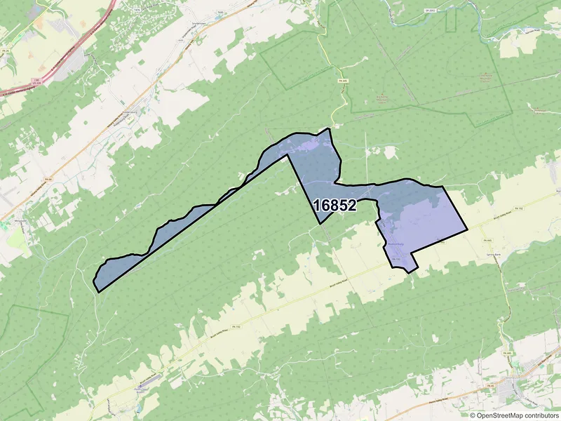 Map of ZIP Code 16852 — Madisonburg, PA