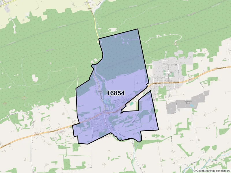 Map of ZIP Code 16854 — Millheim, PA