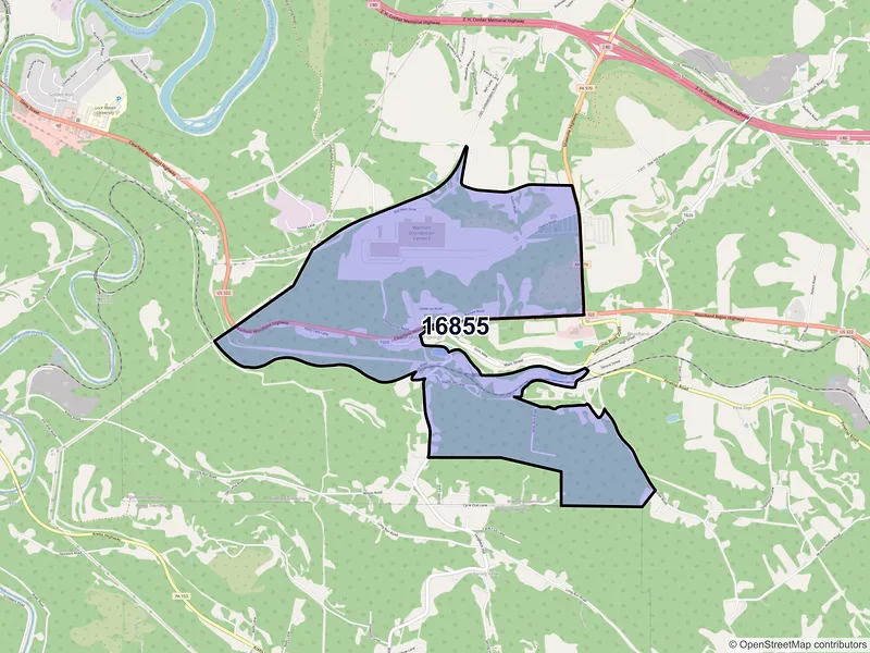 Map of Mineral Springs, Pennsylvania and ZIP codes