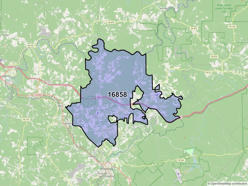 Map of ZIP Code 16858 — Morrisdale, PA