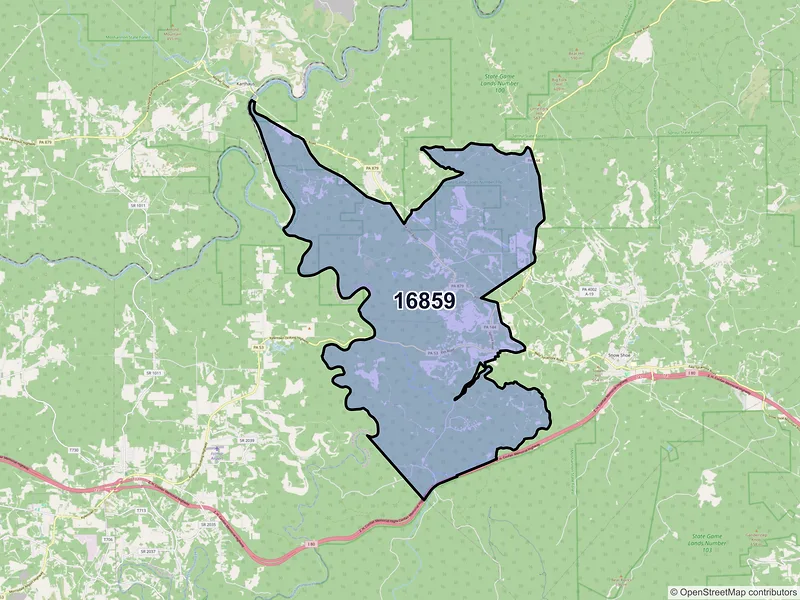Map of ZIP Code 16859 — Moshannon, PA