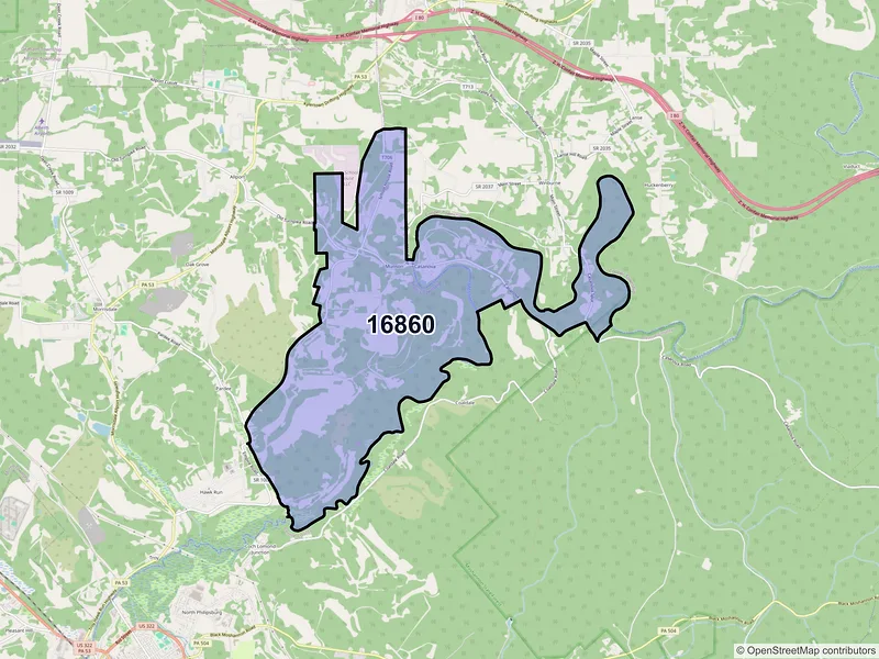 Map of ZIP Code 16860 — Munson, PA