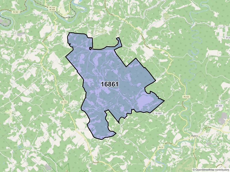 Map of ZIP Code 16861 — New Millport, PA