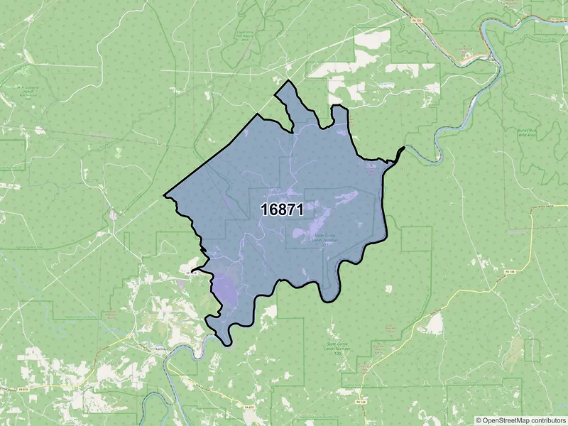 Map of ZIP Code 16871 — Pottersdale, PA