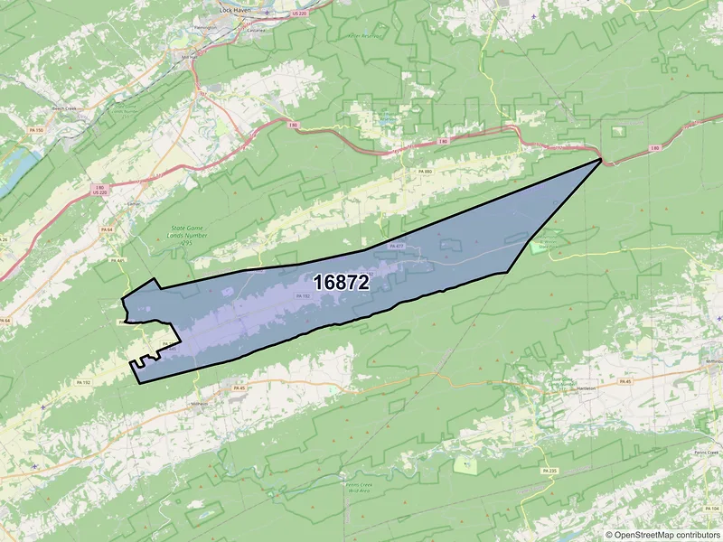 Map of ZIP Code 16872 — Rebersburg, PA