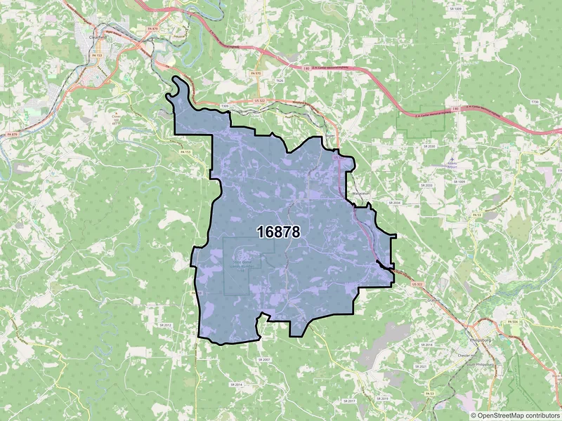 Map of ZIP Code 16878 — West Decatur, PA