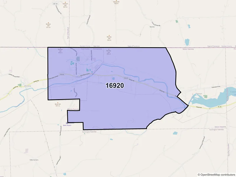 Map of ZIP Code 16920 — Elkland, PA