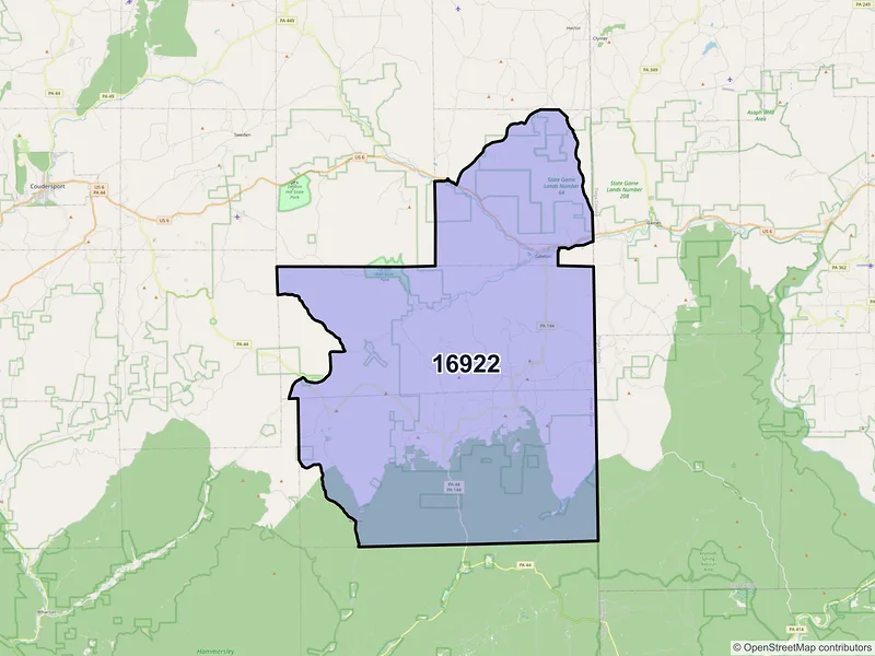 Map of ZIP Code 16922 — Galeton, PA