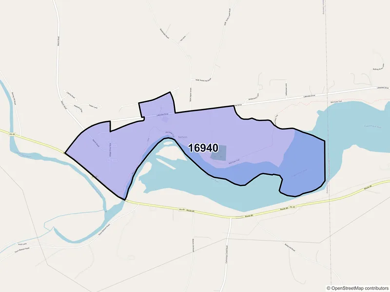 Map of Nelson, Pennsylvania and ZIP codes