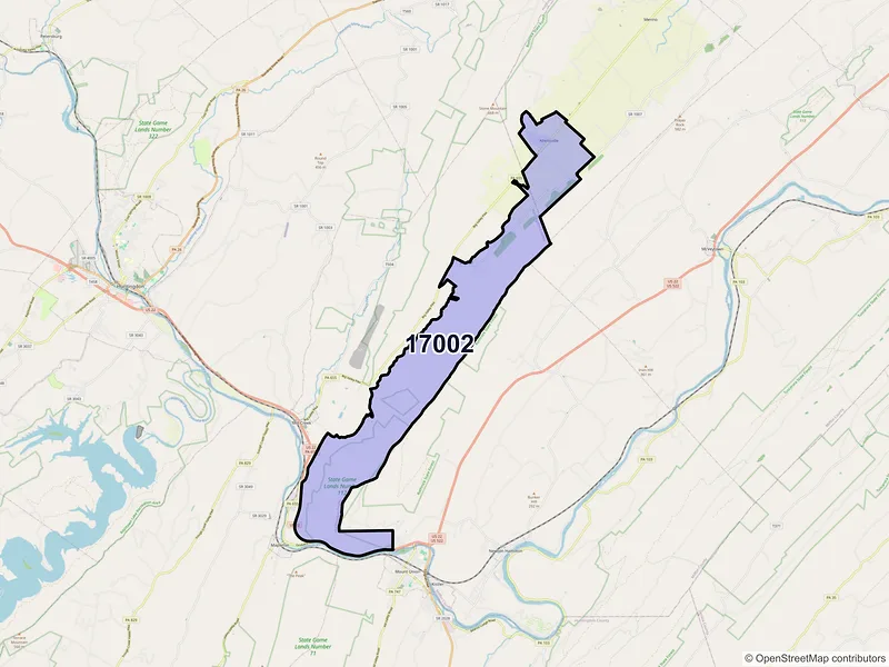 Map of ZIP Code 17002 — Allensville, PA