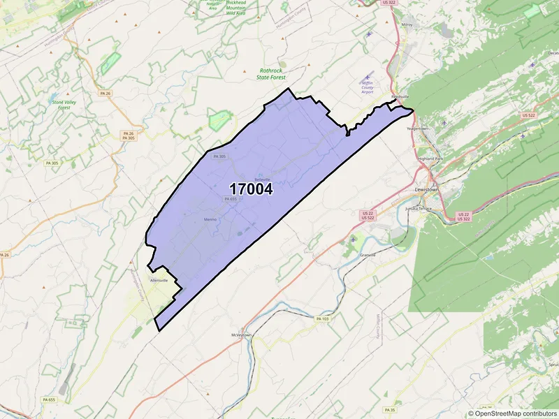 Map of ZIP Code 17004 — Belleville, PA