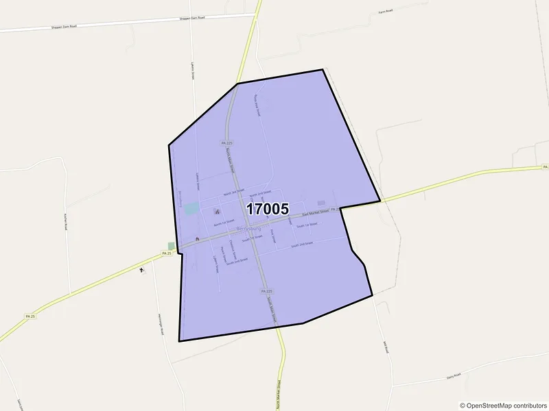 Map of Berrysburg, Pennsylvania and ZIP codes