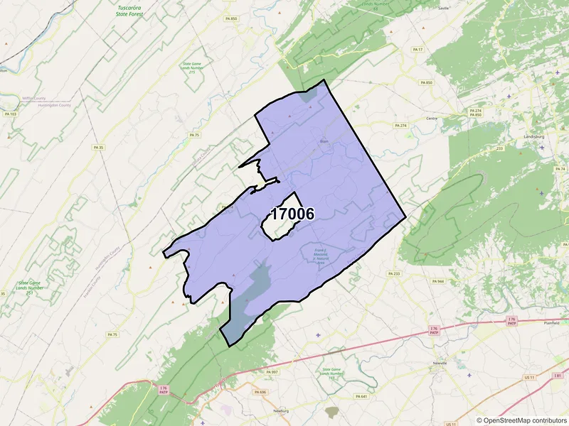 Map of ZIP Code 17006 — Blain, PA