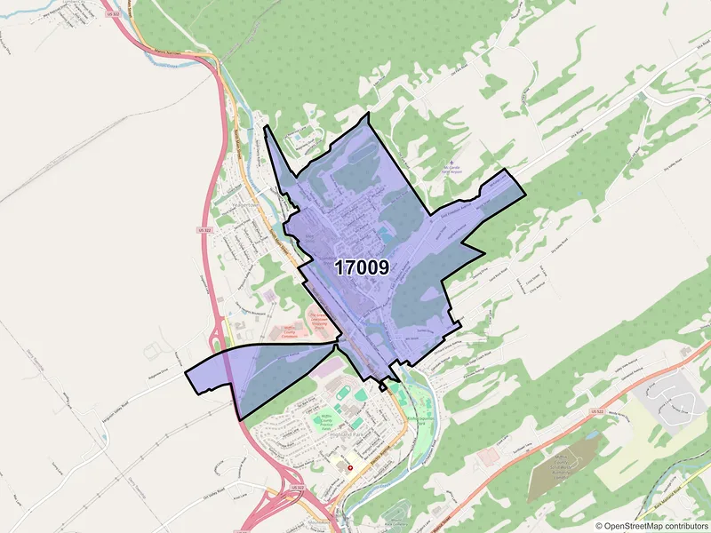 Map of ZIP Code 17009 — Burnham, PA