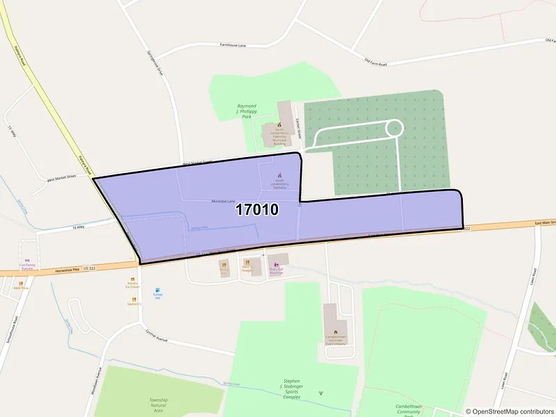 Map of Campbelltown, Pennsylvania and ZIP codes