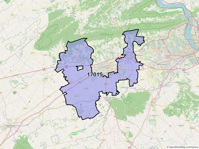 Map of ZIP Code 17015 — Carlisle, PA