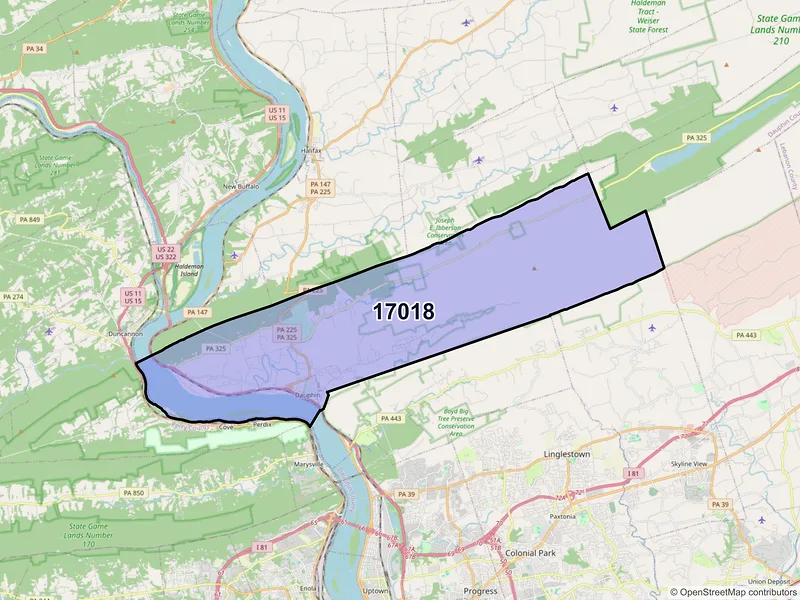 Map of ZIP Code 17018 — Dauphin, PA