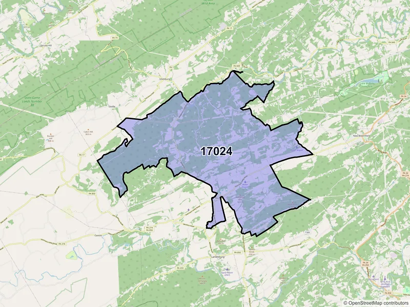Map of ZIP Code 17024 — Elliottsburg, PA