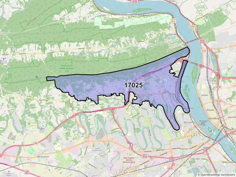 Map of ZIP Code 17025 — Enola, PA