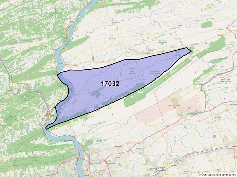 Map of ZIP Code 17032 — Halifax, PA