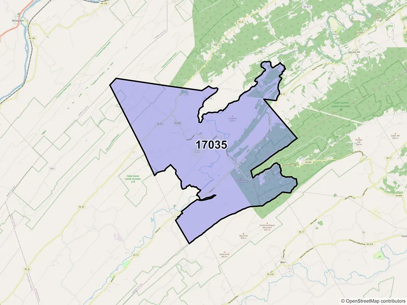 Map of ZIP Code 17035 — Honey Grove, PA