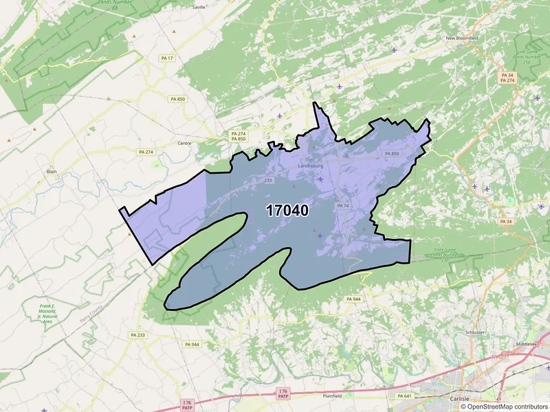 Map of Landisburg, Pennsylvania and ZIP codes