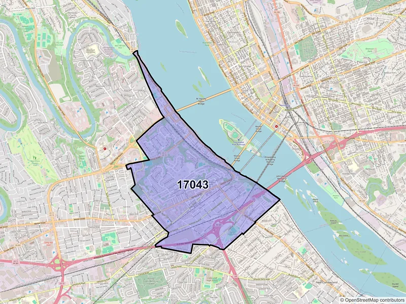 Map of Lemoyne, Pennsylvania and ZIP codes