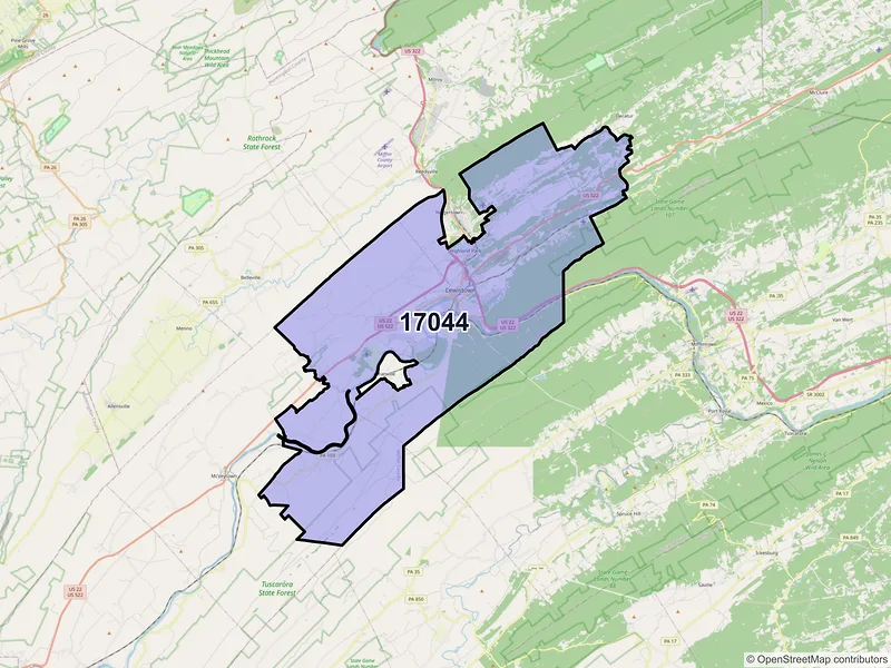Map of ZIP Code 17044 — Lewistown, PA