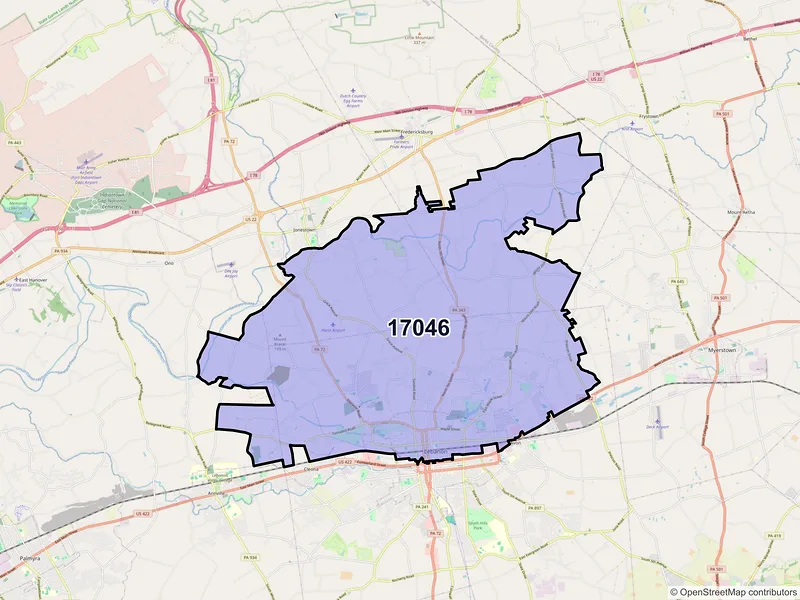 Map of ZIP Code 17046 — Lebanon, PA