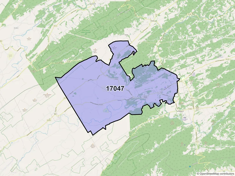 Map of Loysville, Pennsylvania and ZIP codes