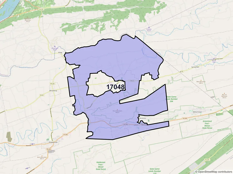 Map of ZIP Code 17048 — Lykens, PA