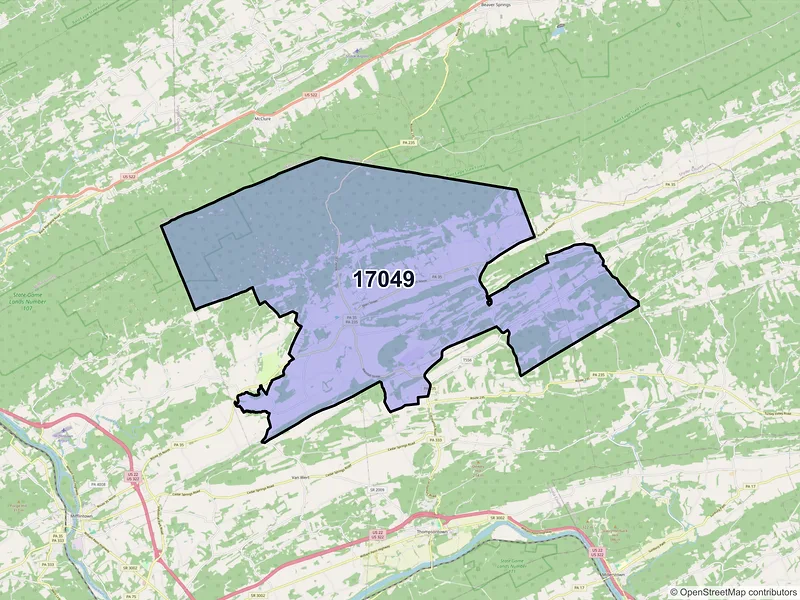 Map of ZIP Code 17049 — Mc Alisterville, PA