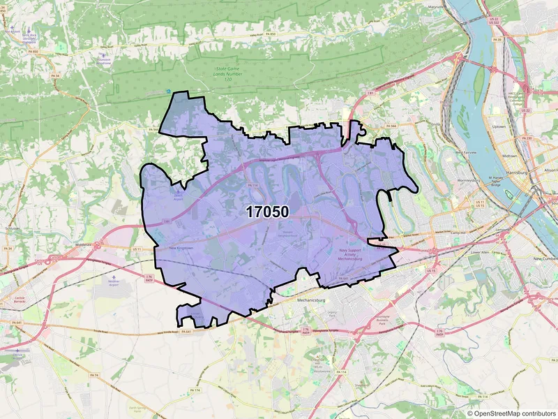Map of ZIP Code 17050 — Mechanicsburg, PA