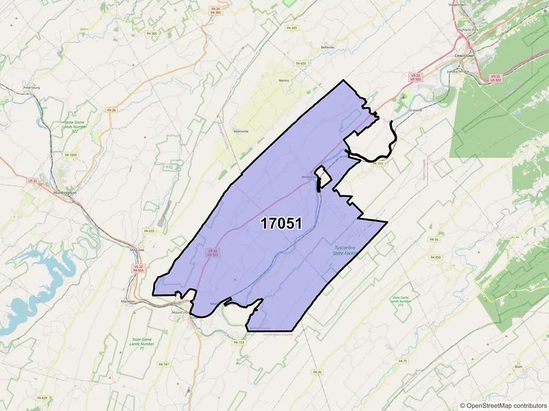 Map of ZIP Code 17051 — Mc Veytown, PA
