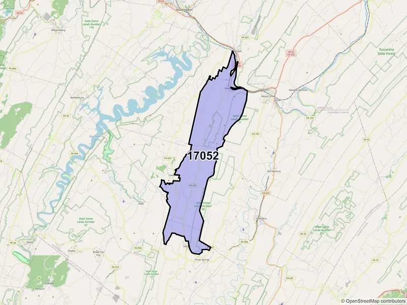 Map of ZIP Code 17052 — Mapleton Depot, PA