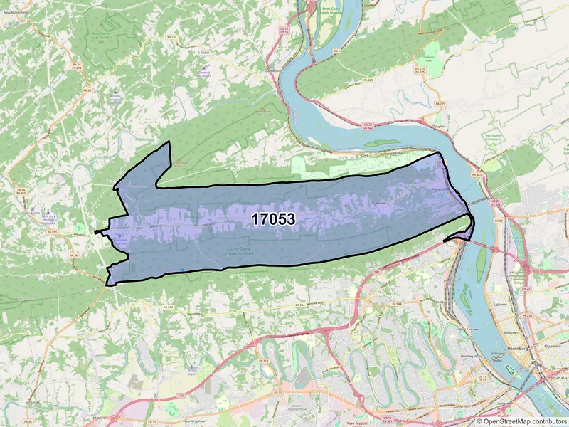 Map of Marysville, Pennsylvania and ZIP codes