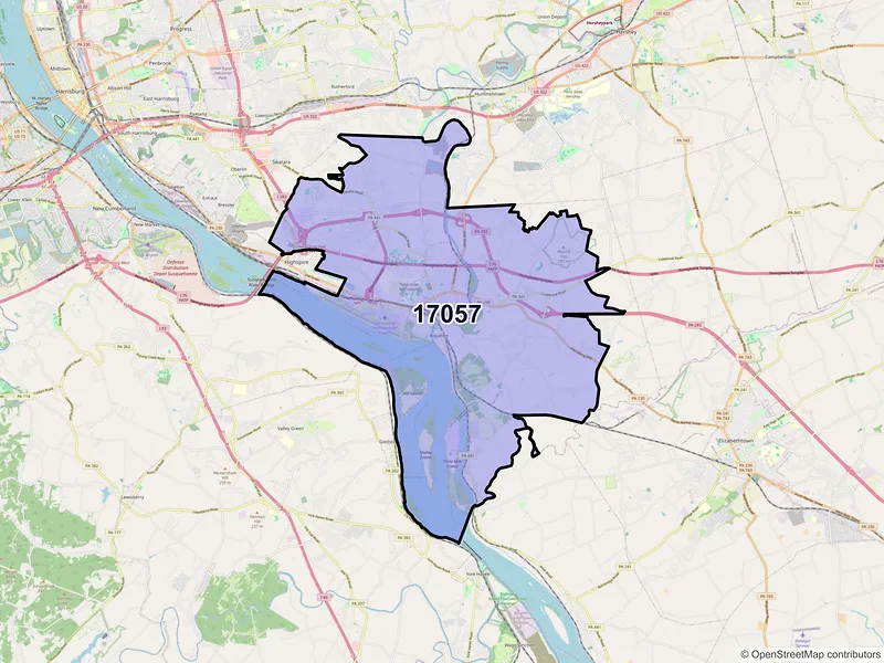 Map of ZIP Code 17057 — Middletown, PA