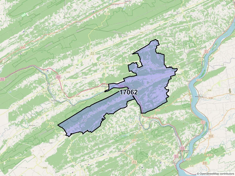 Map of ZIP Code 17062 — Millerstown, PA