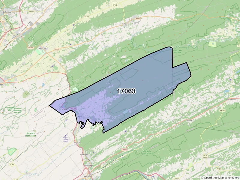 Map of ZIP Code 17063 — Milroy, PA