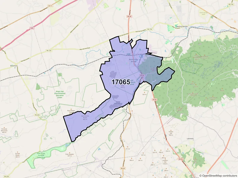 Map of ZIP Code 17065 — Mount Holly Springs, PA