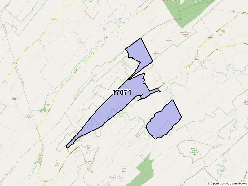 Map of New Germantown, Pennsylvania and ZIP codes