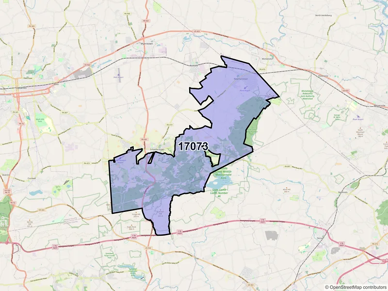 Map of Newmanstown, Pennsylvania and ZIP codes