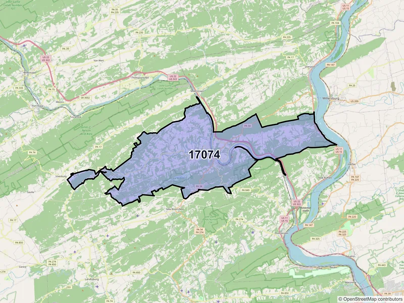 Map of Newport, Pennsylvania and ZIP codes