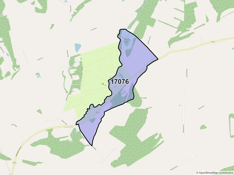 Map of ZIP Code 17076 — Oakland Mills, PA